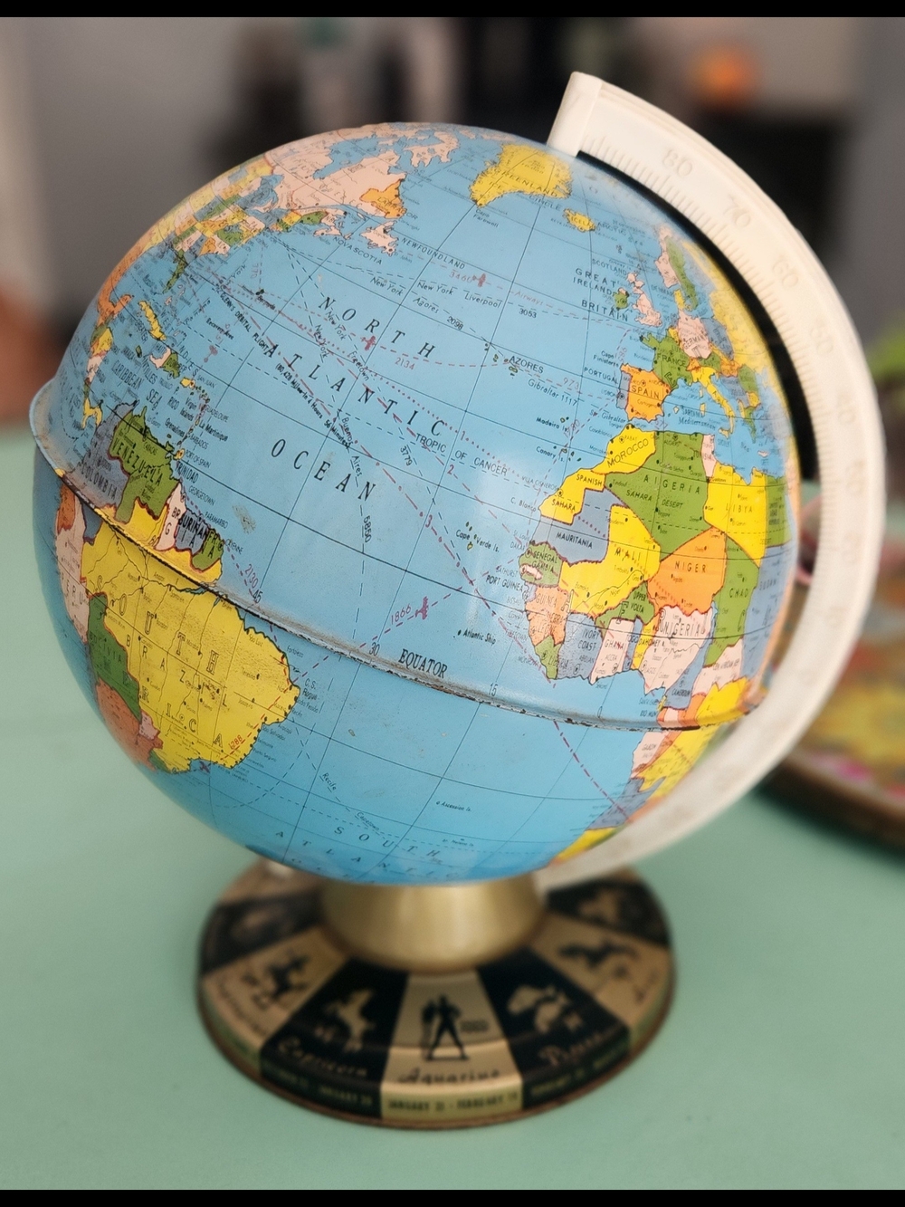 1950's Vintage-Style World Globe with Zodiac